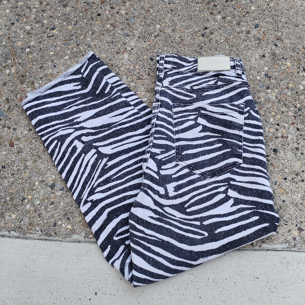 Whistles Zebra Print Zebra High Waist Barrel Jean Size 27